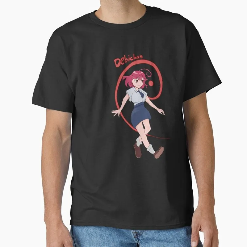 Debian waifu Ubuntu Linux Operating System Graphic T‑Shirt Short Sleeve Tees Geek IT Developer Fan Gift Streetwear S-6XL