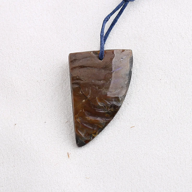 Natural Commonite Fossil Shield Slice Pendant Beads for Jewelry Making, Handmade Natural stones beads