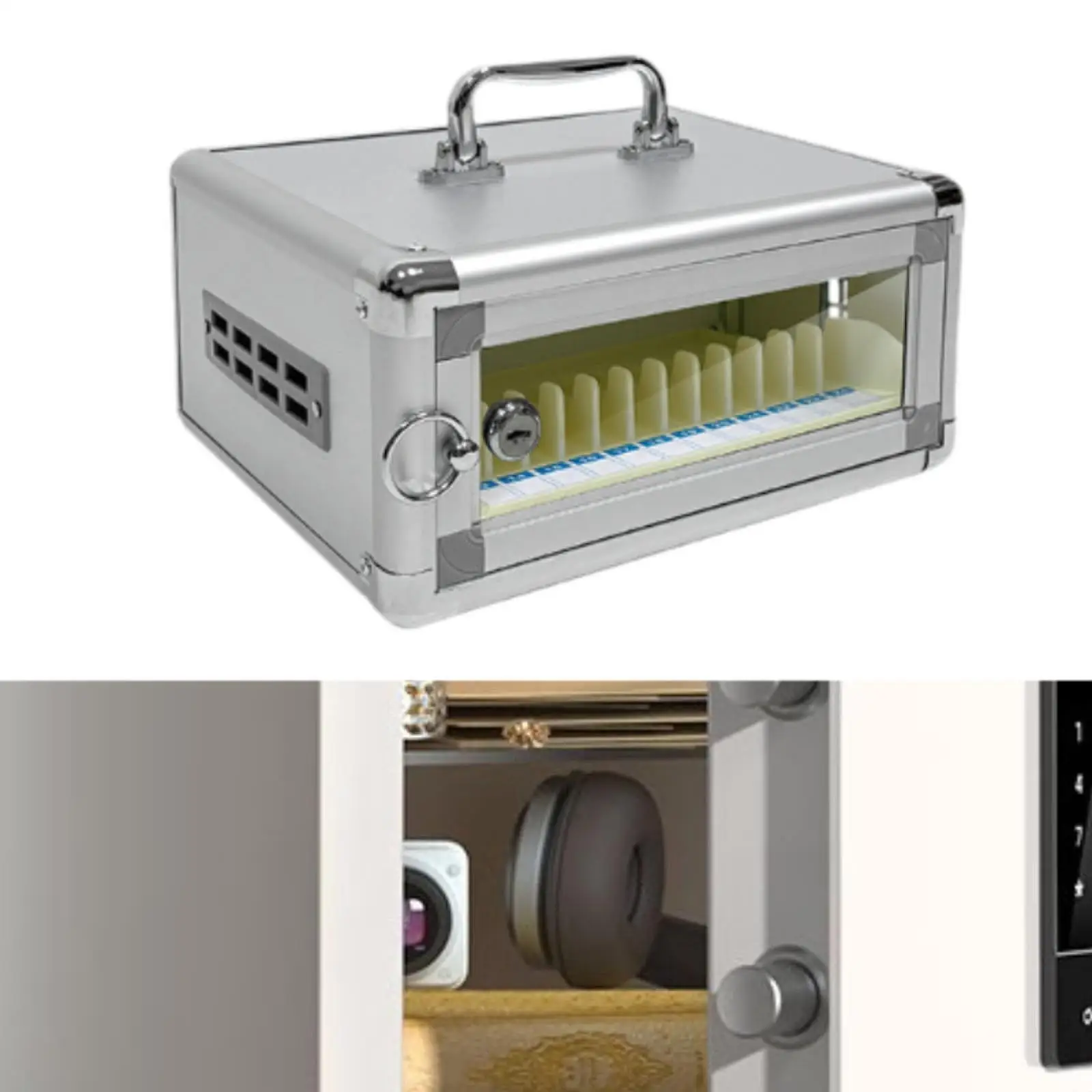 12/24/36 Slots Phone Storage Cabinet Smartphone Keeper Aluminum Alloy Lockable Phone Box for Dormitory Classroom Office