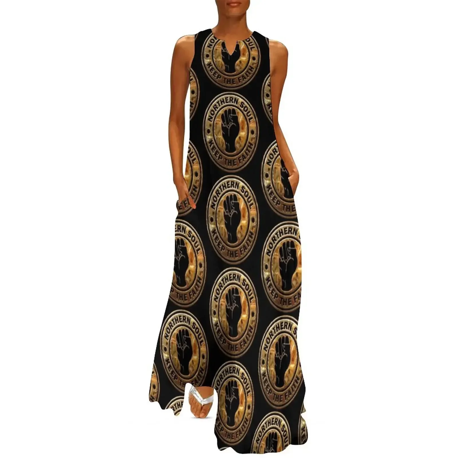 

Northern Soul Keep The Faith in Gold Long Dress summer women's dress 2025 Prom gown elegant dresses for women Dress