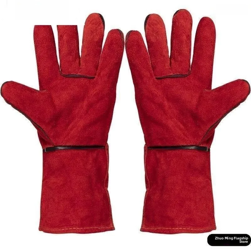 Thickened Long Leather Gloves Pet Training Toys Anti-Dog Biting  Entertaining Gloves Cowhide Hand Protection Gloves