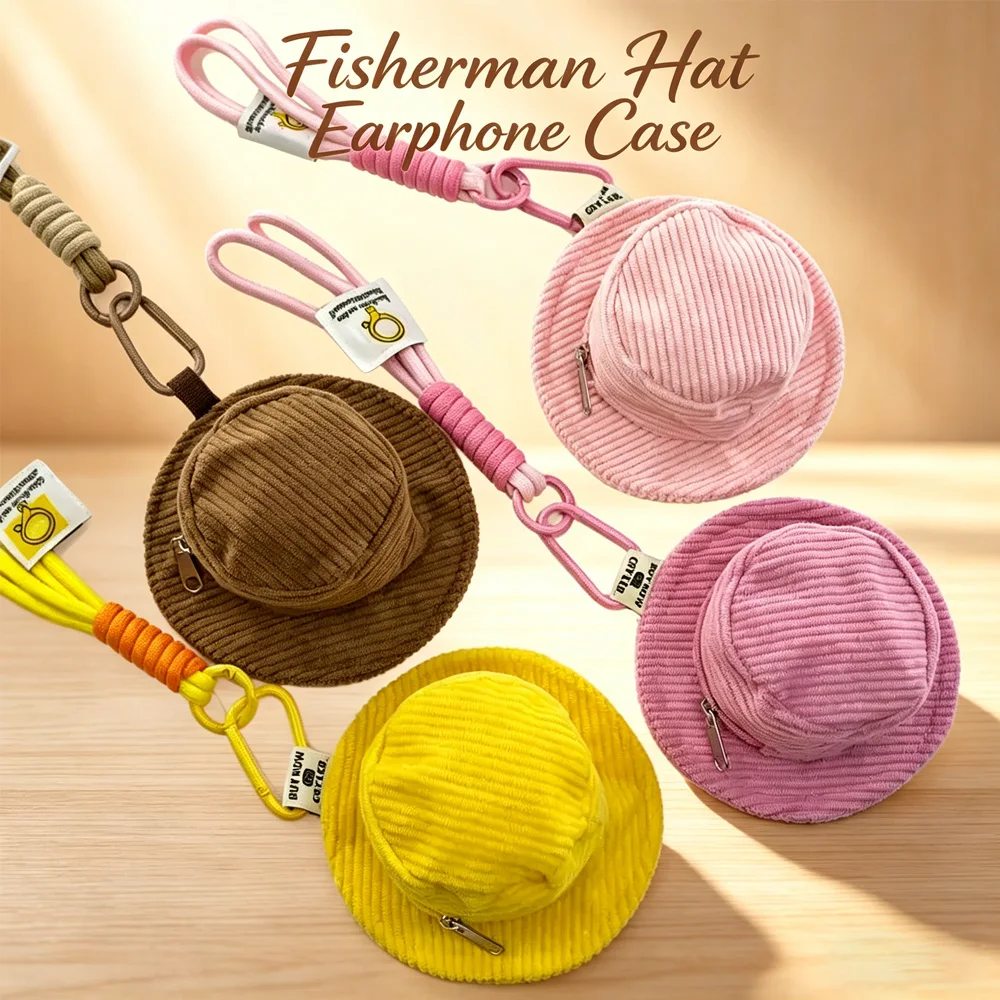 Kawaii Mini Hat Shape Coin Purse Headphone Bag Lipstick Bags Keychain Rope Decorative Portable Wallet Anti Loss Zipper Gifts