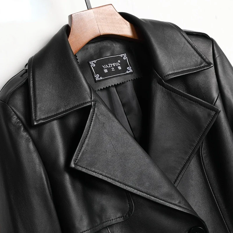 YOLANFAIRY Giacca da donna Primavera in vera pelle 100% giacche di pelle di pecora per donna Nero Moto Donna Abbigliamento Veste Femme