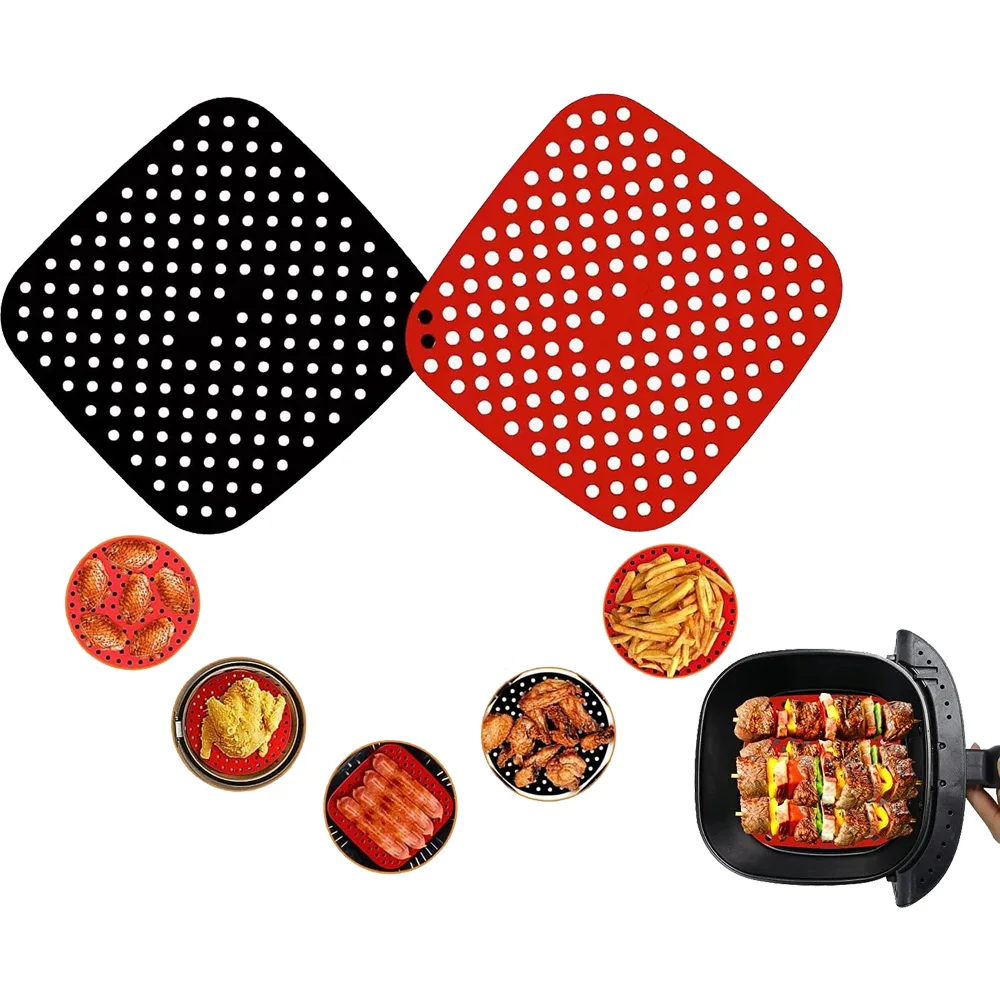 2pcs Air Fryer Silicone Reusable Oven Kitchen Accessories Non-stick Airfryer Liners Baking Mat Pastry Tools Accessories Oil Mats