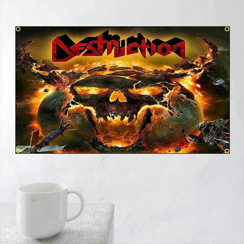 Heavy Rock Band-D-Destructions Flag Polyester Digital Printing Banner for Bedroom Wall Art Out Door Tapestry Decoration
