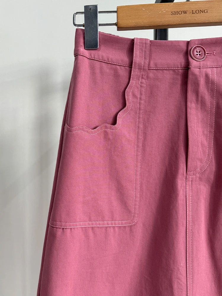 

Faionable Mid-Length A-Line Skirt Versatile Slimming High-Waisted Commute Sle Korean Design Cotton Blend Spring 2025