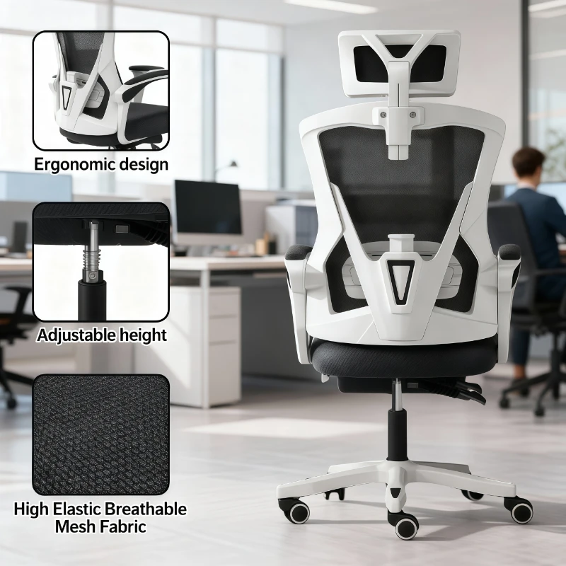 

Ergonomic Mesh Office Chair Adjustable Computer Desk Chair Lumbar Support Reclining Swivel Wheels Armrest Home Study Student
