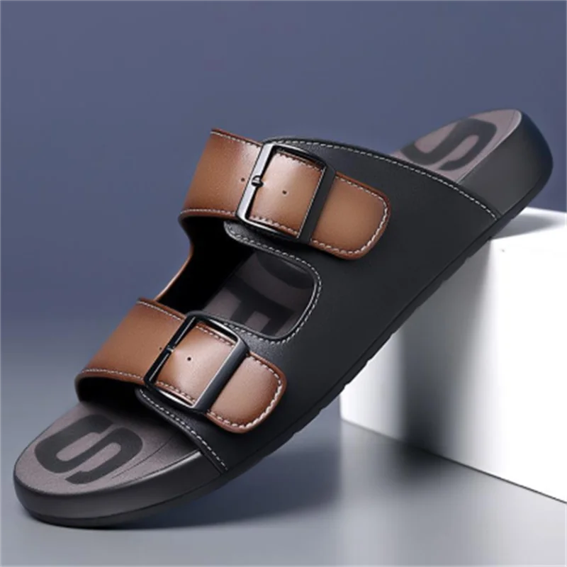 

Men's Slippers Original Designer Casual Sandals Luxury Genuine Leather Slippers Outdoor Beach Slippers for Men Summer Flip Flops