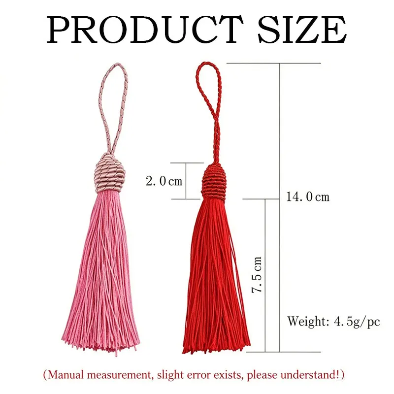 2-50 Stück/Set 15cm Seidenquasten-Lesezeichen mit Hängeseil, Seidenquasten-Fransen für Schmuckherstellung, DIY-Bastelzubehör – Detail 3
