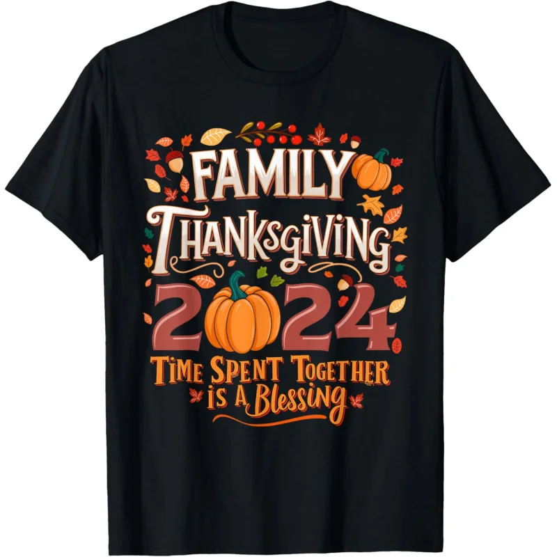 

Family Thanksgiving 2024 Thanksgiving Crew Matching Group T-Shirt Loose men's and women's clothing