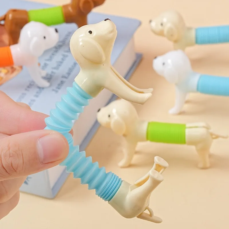 Buntes, dehnbares Hundespielzeug, teleskopierbare Frühlingstiere, sensorisches Stressabbau, langlebiges Squeeze ​   Interaktives Haustierspielzeug, Haustierpuzzle