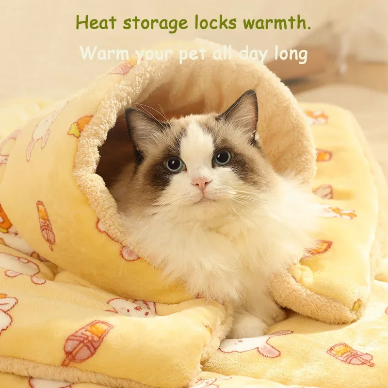 Warm Dog Blanket Cute Soft Pet Sleeping quilt mat Fluffy Comfortable Cat Cover Blanket Bed Thickened Warm Dog Cat kennel quilt