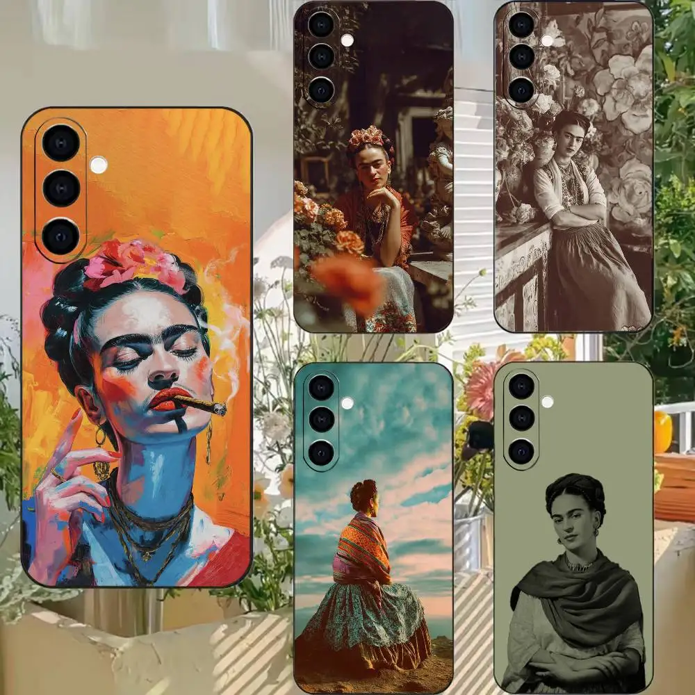 Frida K-Kahlo Legendary Female Artist Phone Case For Samsung A72,A71,A72,A70,A53,A52,A51, Black Soft Cover TPU