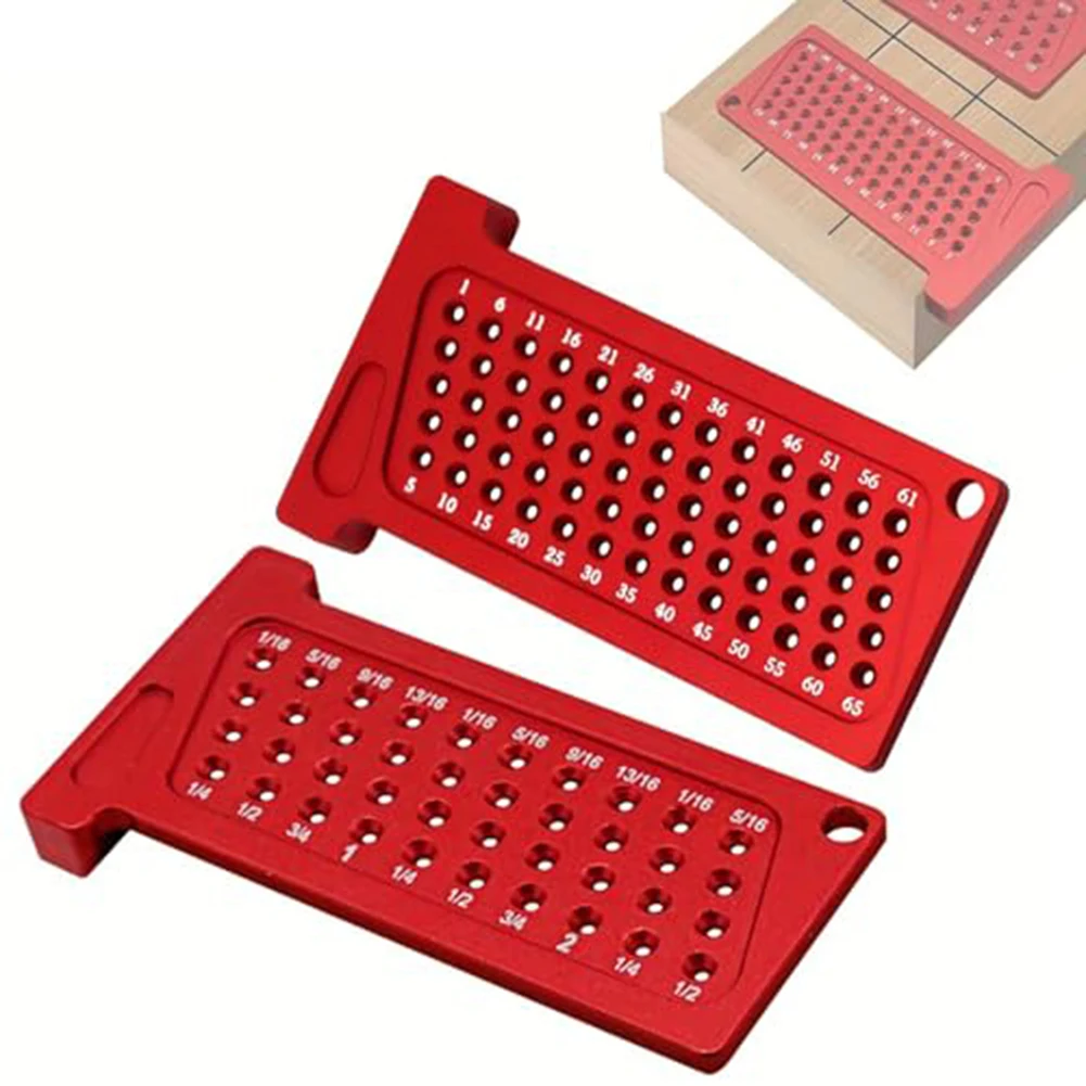 2PCS Houtbewerking Gat Scribes Multifunctionele Houtbewerking Scribes T-Liniaal Set: Meetinstrumenten T65mm Houtbewerking Markering Liniaal