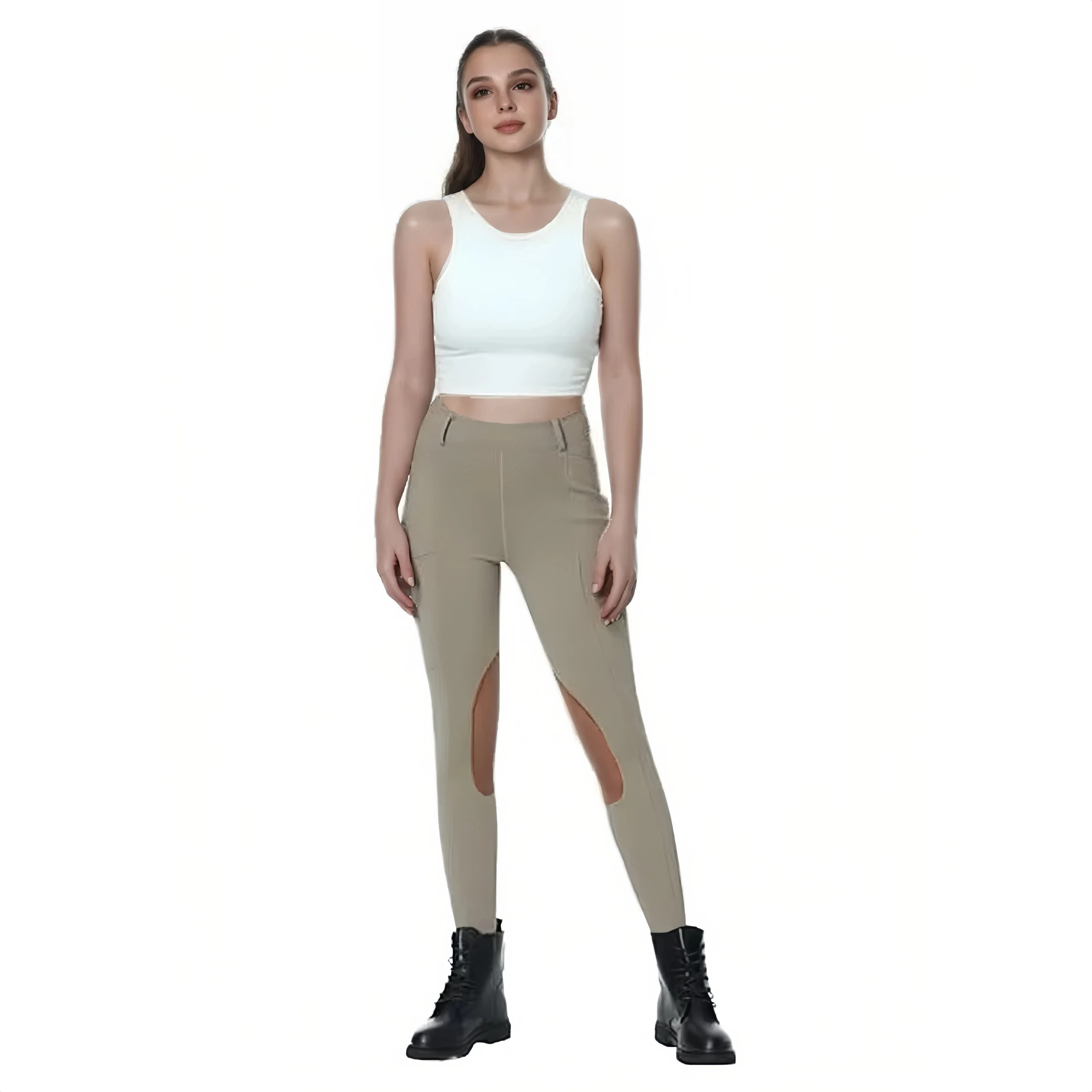 Women Fleece Lined Horse Equestrian Riding Pants Breeches Winter Ladies Knee Patch Riding Horseback Pant With Pockets