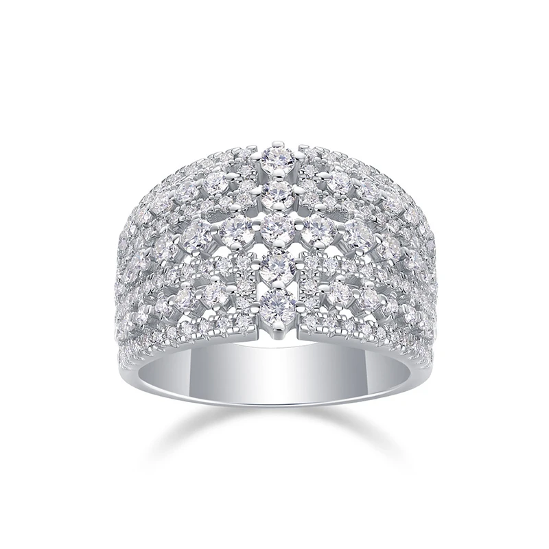Iced Moissanite Diamond Eternity Ring Wedding Band 925 Sterling Silver Pass Tester Fine Jewelry Plated White Gold Wholesale Gift
