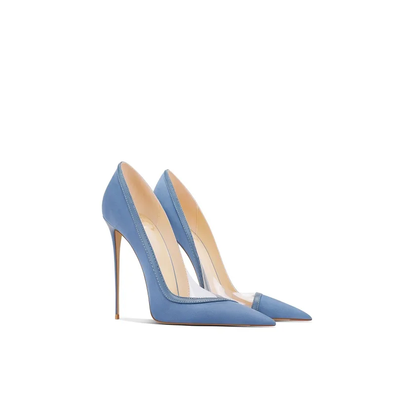 

Women Blue Side Open High Heels 2025 Spring Pointed Toe Stiletto Pumps Fashion Non Slip