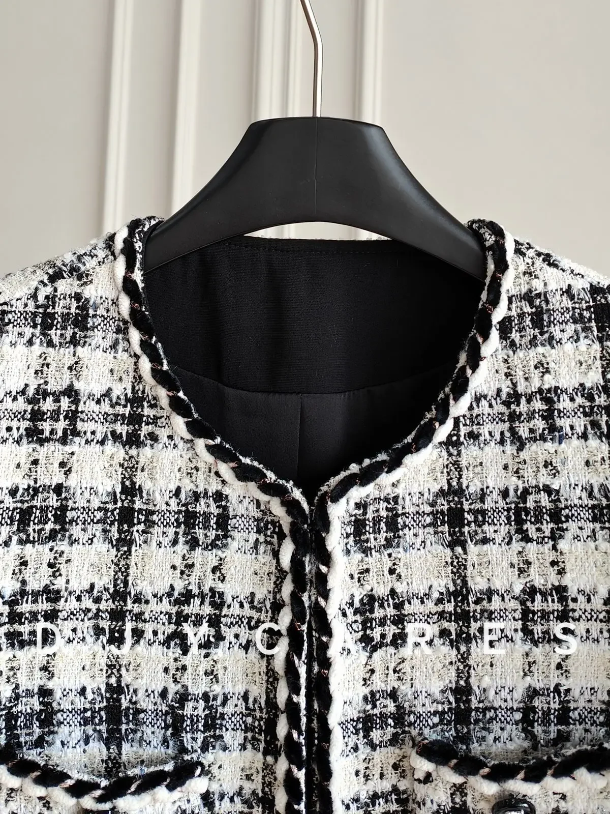 New Elegant four pocket design, mid length tweed fashion jacket big size