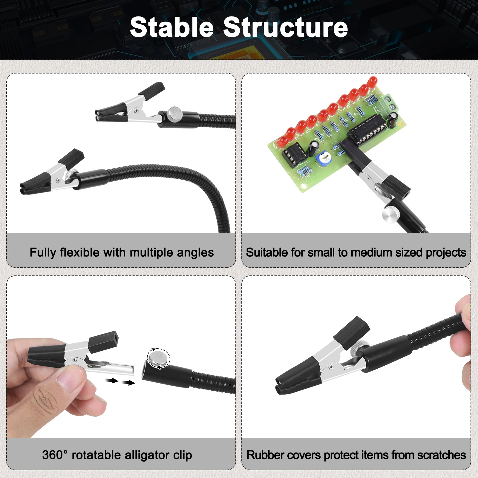 Toolour Soldering Helping Hands Third Hand Station PCB Holder with 4PC Magnetic Flexible Arms for Welding Repairing  Tool