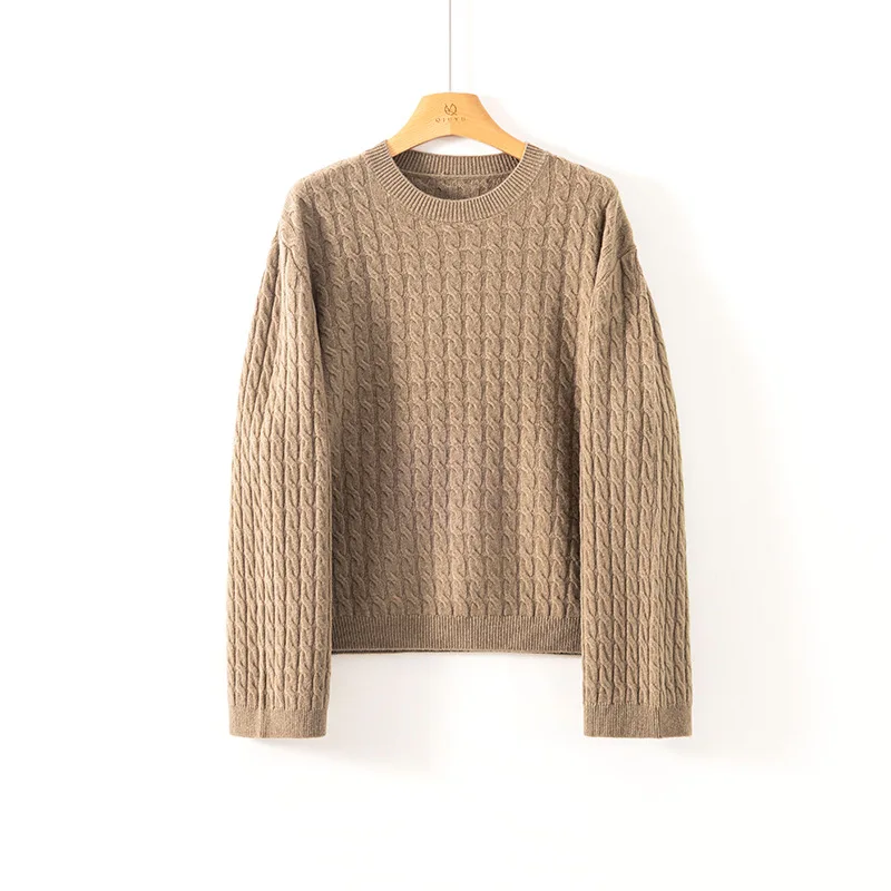 Birdtree,100% Pure Wool Sweater,Women Knitted Warmth O-neck Tops, Full Sleeve Basics Shirt, 2025 Fall Winter Pullover T5D417JF