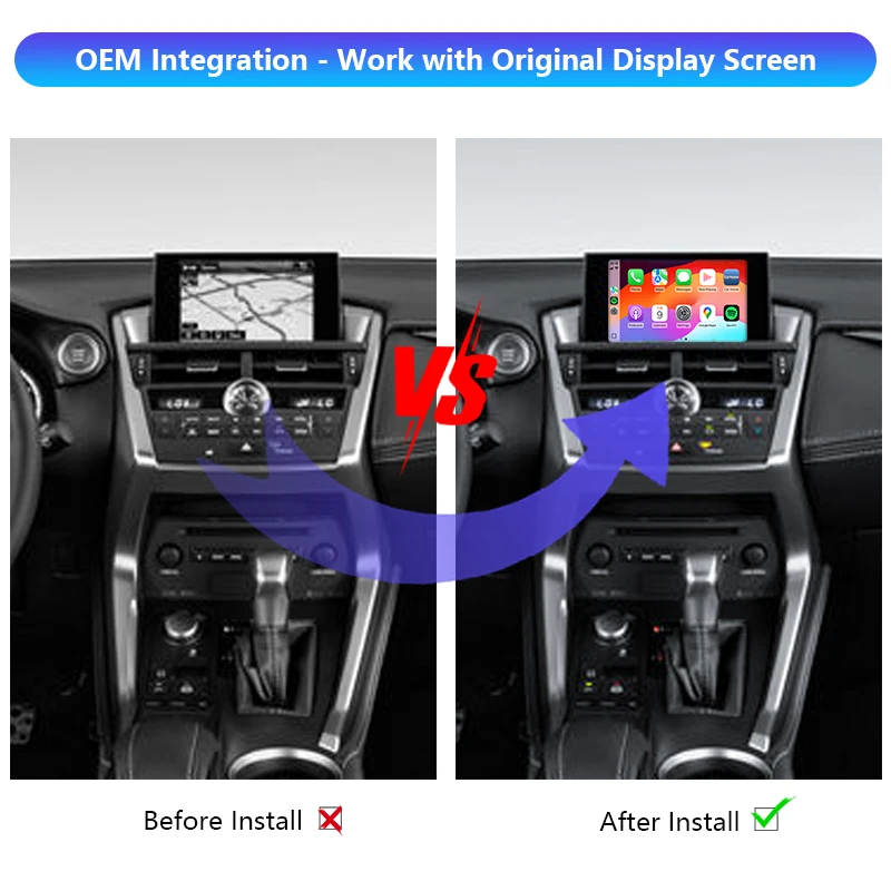Wireless CarPlay Android Auto Decoder Module Kit For ES NX RX UX 2014-2020 OEM Screen Upgrade