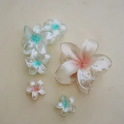 Flower Hair Claws Crab Clamp Barrettes Women Gradient Hairpin Bohemia Style Hair Clips Hawaiian Beach Girls Hair Accessories