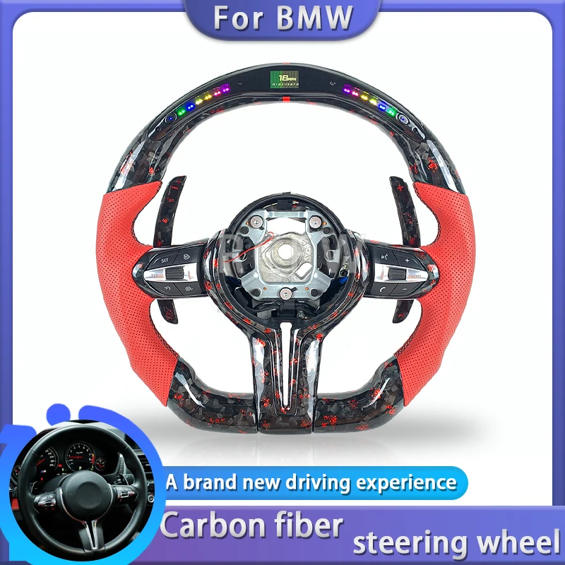 For BMW F22 F23 F30 F31 F32 F33 F34 F36 F80 F82 F87 Car customization LED Display Forged carbon fiber leather steering wheel