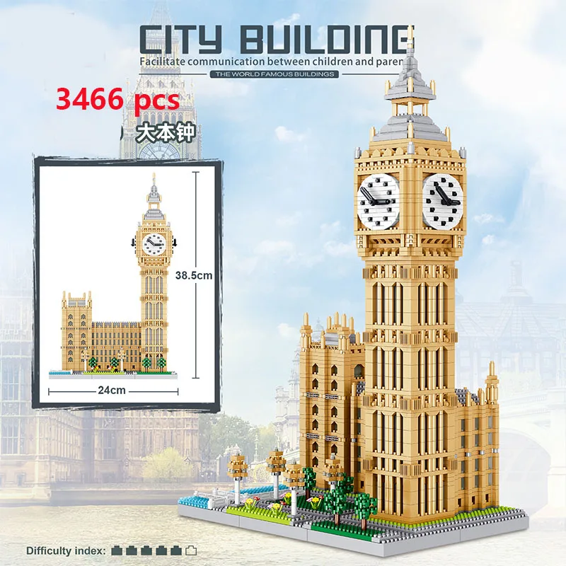 City Architecture Eiffel Tower Big Ben Pair Louvre Micro Building Blocks Sydney Opera House Capitol Taj Mahal Construction Toys