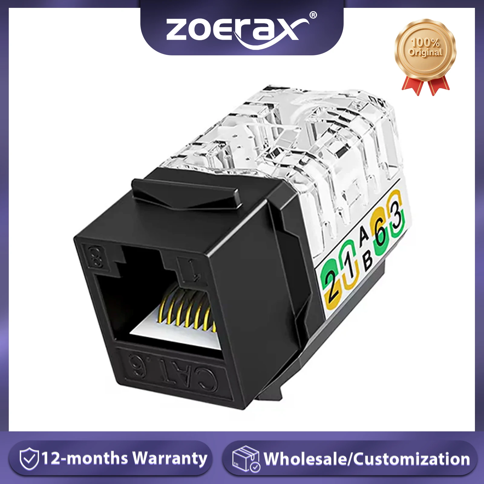 

ZoeRax RJ45 Cat6 Keystone Jacks Slim Profile 1/10/30-Pack, 90-Degree Ethernet Punch Down Keystone Jack Adapter