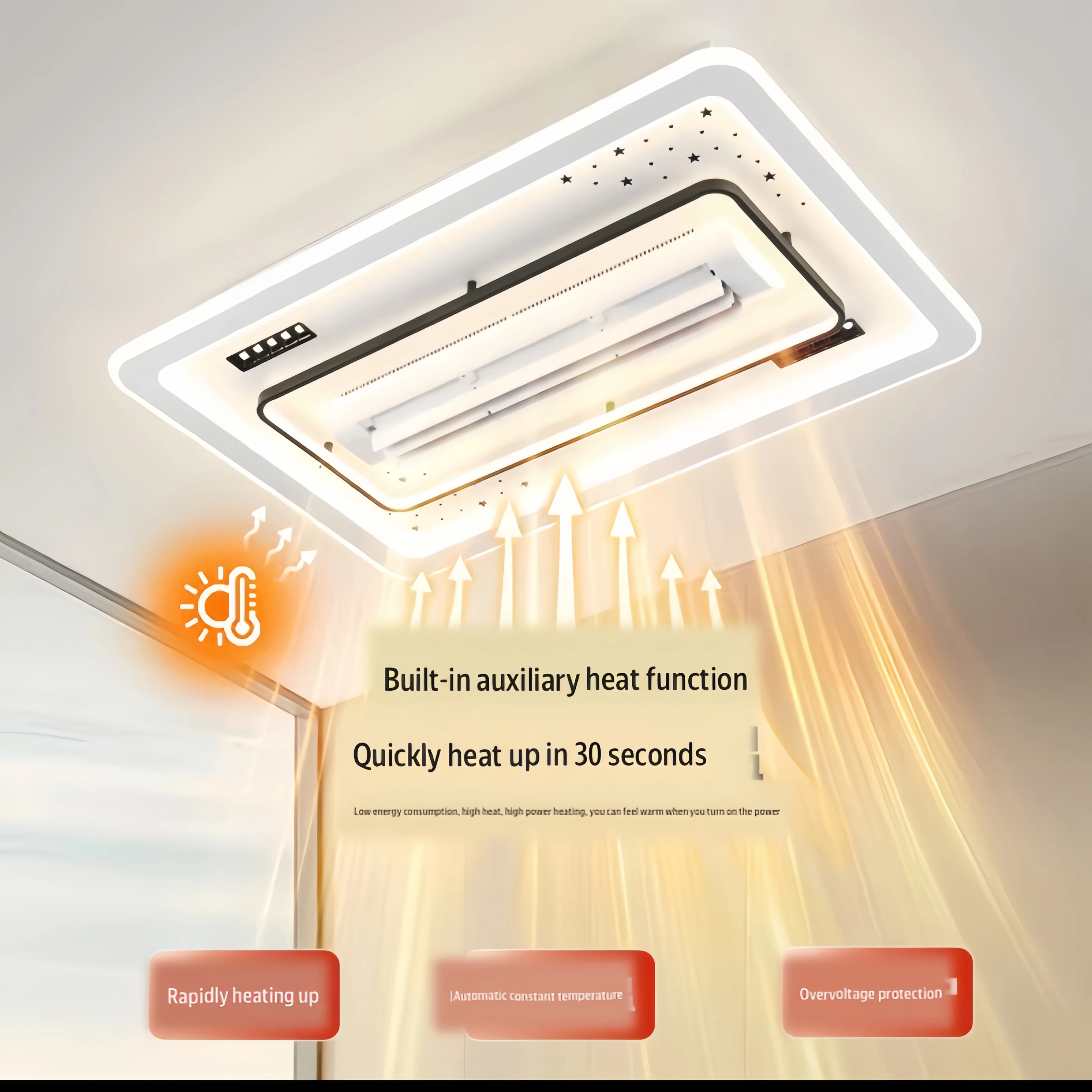 

Modern Leaf Less Fan Light 2-in-1 Ceiling Light 6-speed Wind 3 color Light Remote Control for Living Room and Bedroom Fan Lights