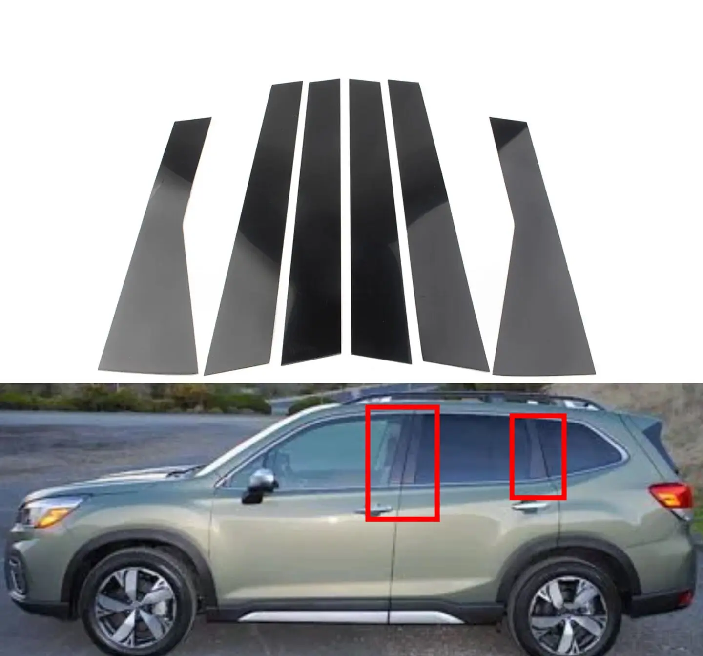 

6PCS Gloss Black Pillar Posts Fit For Subaru Forester 2019 2020 2021 2022 2023 Car Sticker Door Trim Piano Cover