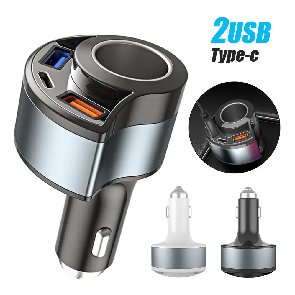 1pc Universal Car 4 in 1 USB Type C Plug Car Charger Auto Fast Charging Adapter Car Lighter Adapter Car Interior Accessories