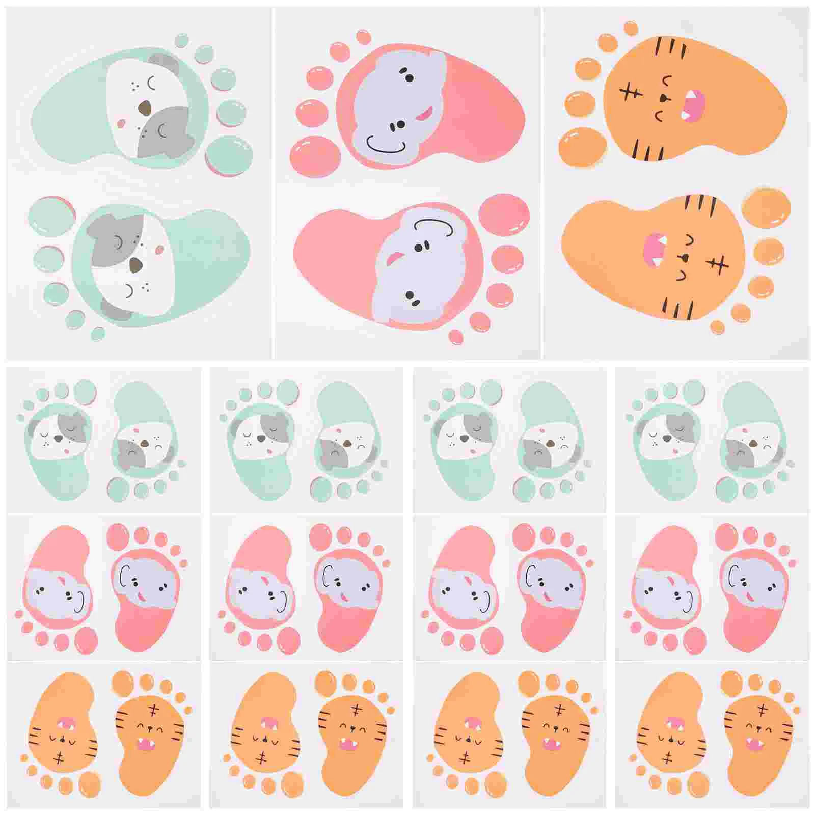 30 Pcs Kids Cartoon Footprint Stickers Waterproof Self Adhesive Floor Decals for Kindergarten Children's Room School