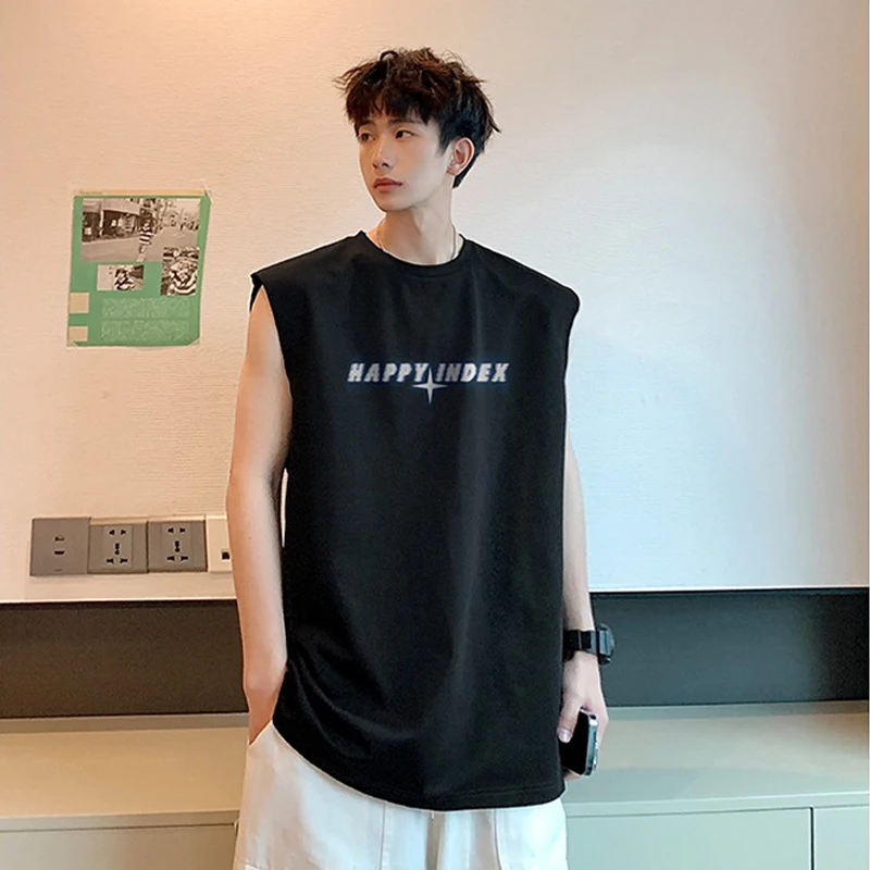 100% Cotton Sports Vest T-shirt Men Summer 2025 New American Street Basketball Swim Run Shirt sleeveless Vest Quick Dry Y2k Top - Image 5