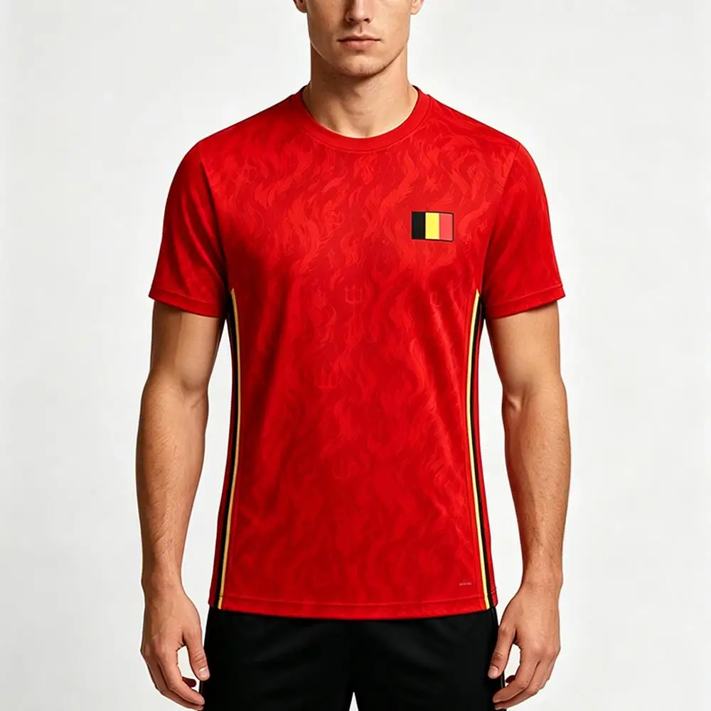 2026 New Belgium Flag Print Football Jersey Men Quick Dry Sport T-shirt Men's And Women's Casual O-neck Soccer Training Uniform - view 5