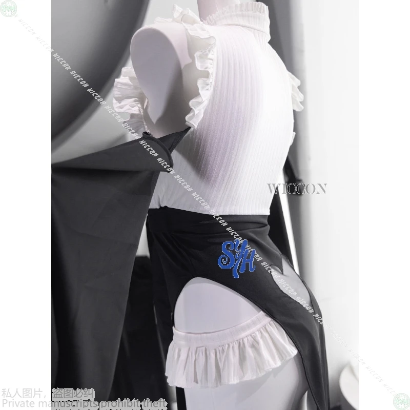 أنيمي مثير راهبة تأثيري حلي الأسود القلب الدانتيل الملابس الداخلية فستان لوليتا شق تنورة جيراي كي حفلة الهالوين