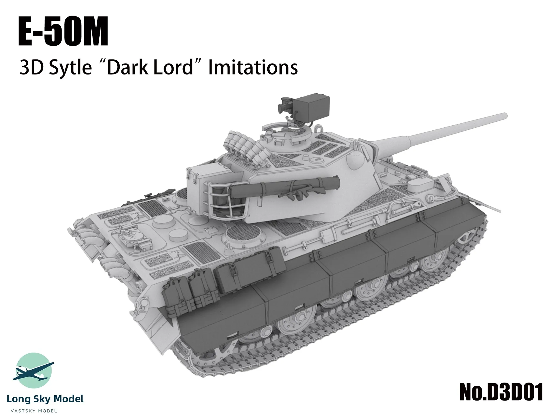 Long Model D-Series E50M 3D Sle ' Gone' Printed Tank Model Assembly Plastic War Vehicle :72 Sc Cruiser Series