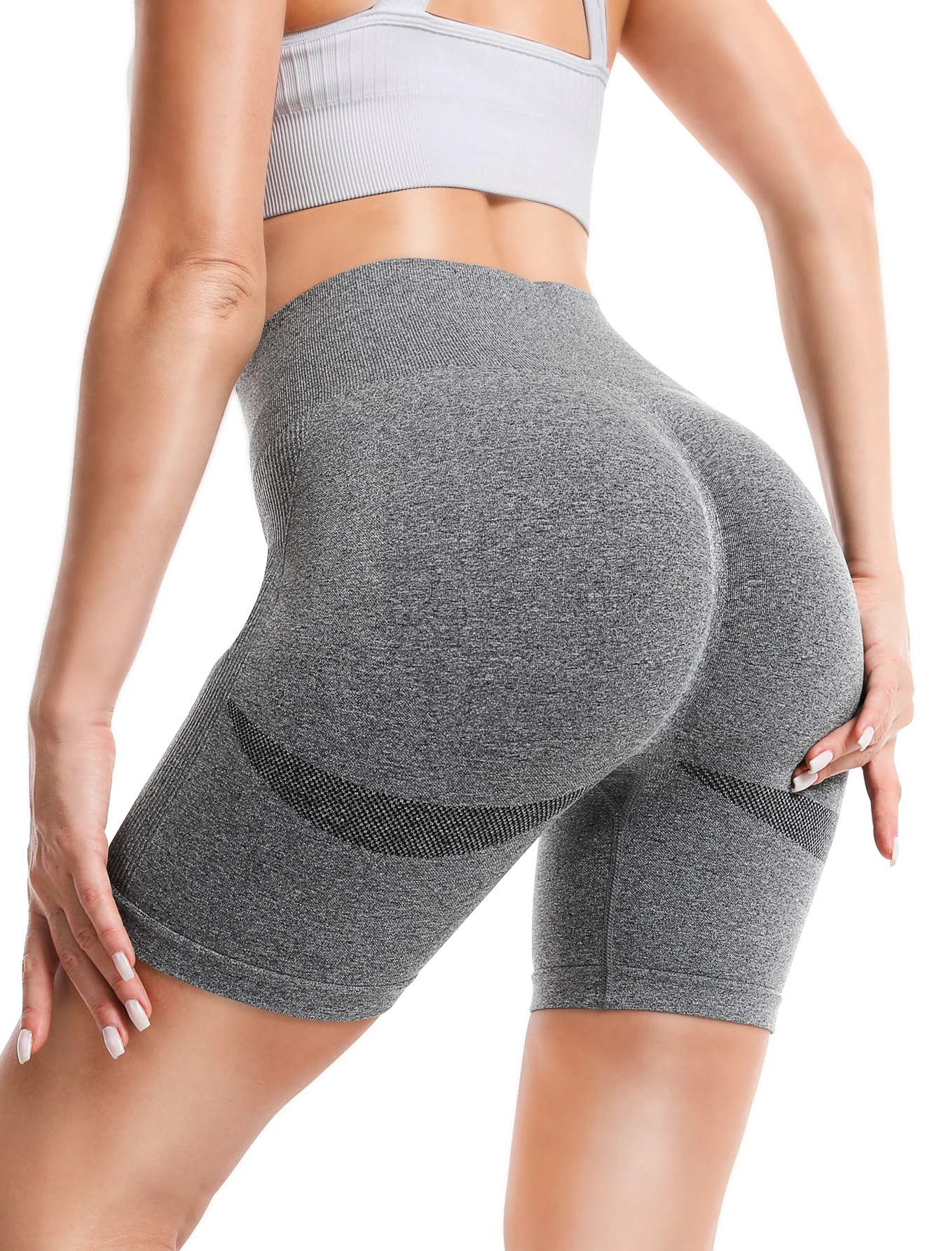 Einfarbige Sportshorts für Damen, Hochgeschnittene und Hochelastische Sport- und Fitnesshosen, Yogahosen