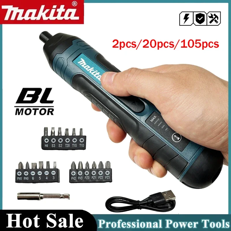 

Makita 1300mAh Cordless Rechargeable Electric Screwdriver Drill 2pcs‑105pcs Multi‑use Disassembly Hand Tool