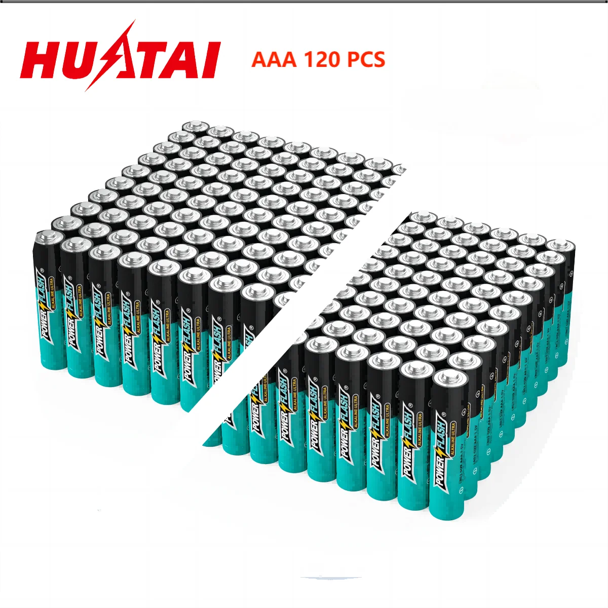 HUATAI PowerFlash AAA 120 pcs Alkaline Long-Lasting Batteries, triple A, LR03 High-performance Battery for Home, Work