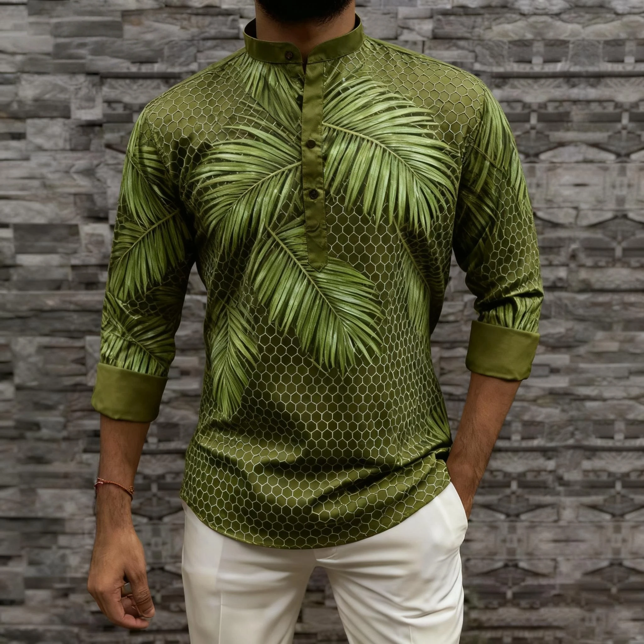 الرجال قميص مسلم فضفاض الربيع الوقوف قمصان غير رسمية قفطان طويلة الأكمام Thobe مسلم قميص الملابس Ropa Musulmana Hombre