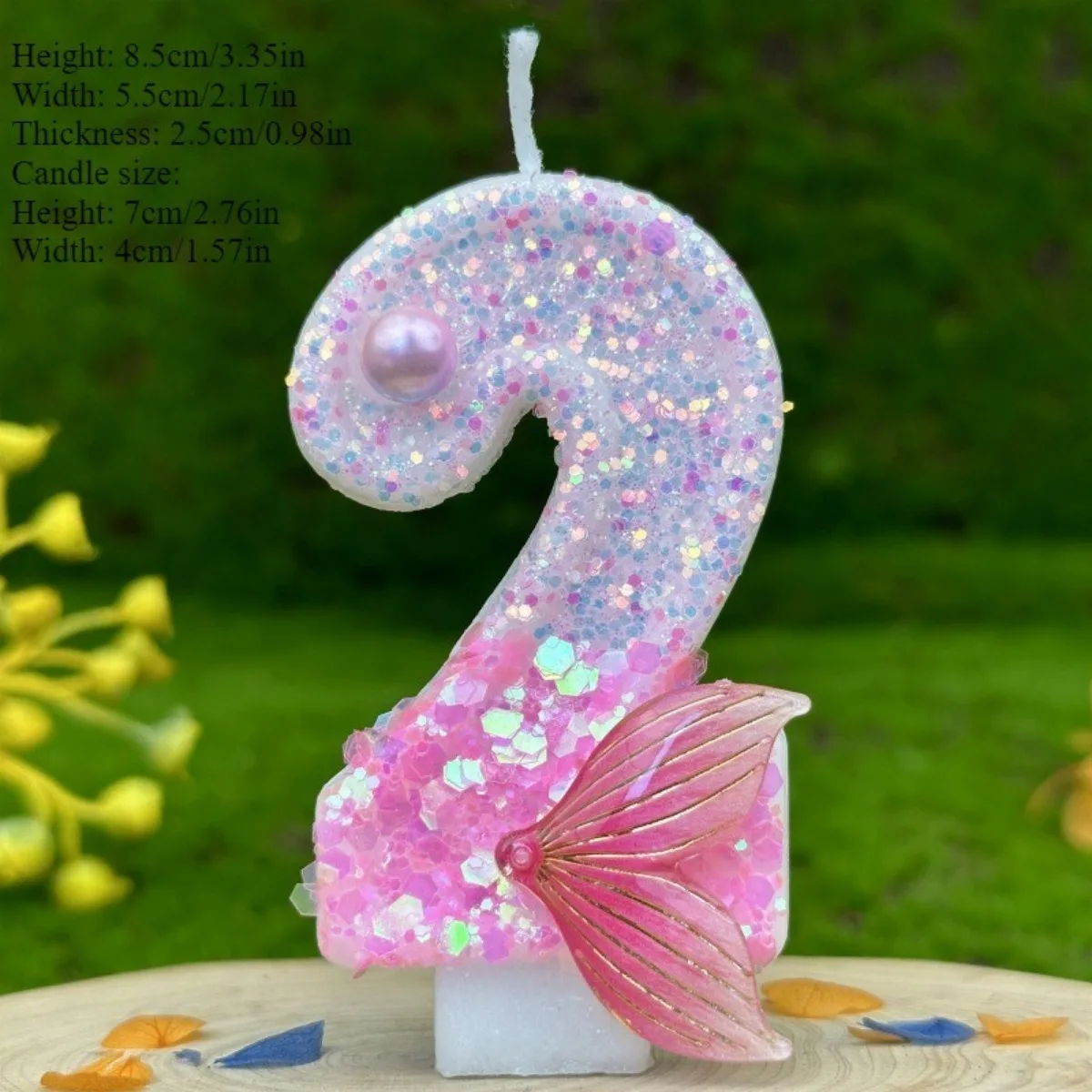1 Stück handgemachte glänzende Meerjungfrauenschwanz-Geburtstags-Digitalkerze, verwendet für Hochzeiten, Partys, Jubiläen – Detail 2