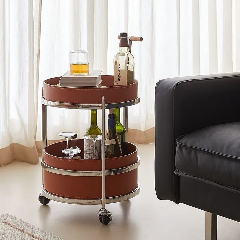 Mobile Italian Style Marble Wood Frame Luxury Side Table Sofa End Table High-end Trolley Storage Instagram-style Perfect Social