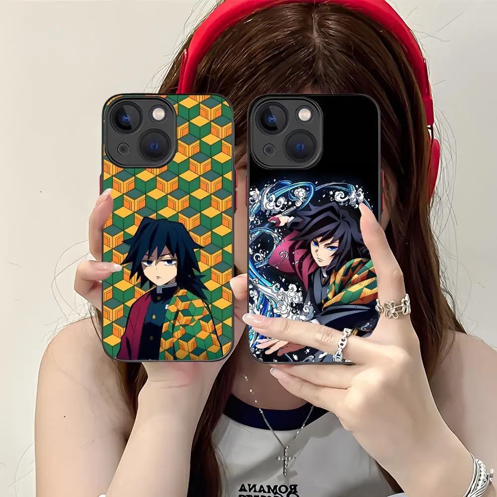

Demon Slayer Giyu Tomioka Phone Case for iPhone 16 15 14 13 12 11 X XR XS 8 7 Pro Max Plus Mini Colour Silicone Protective
