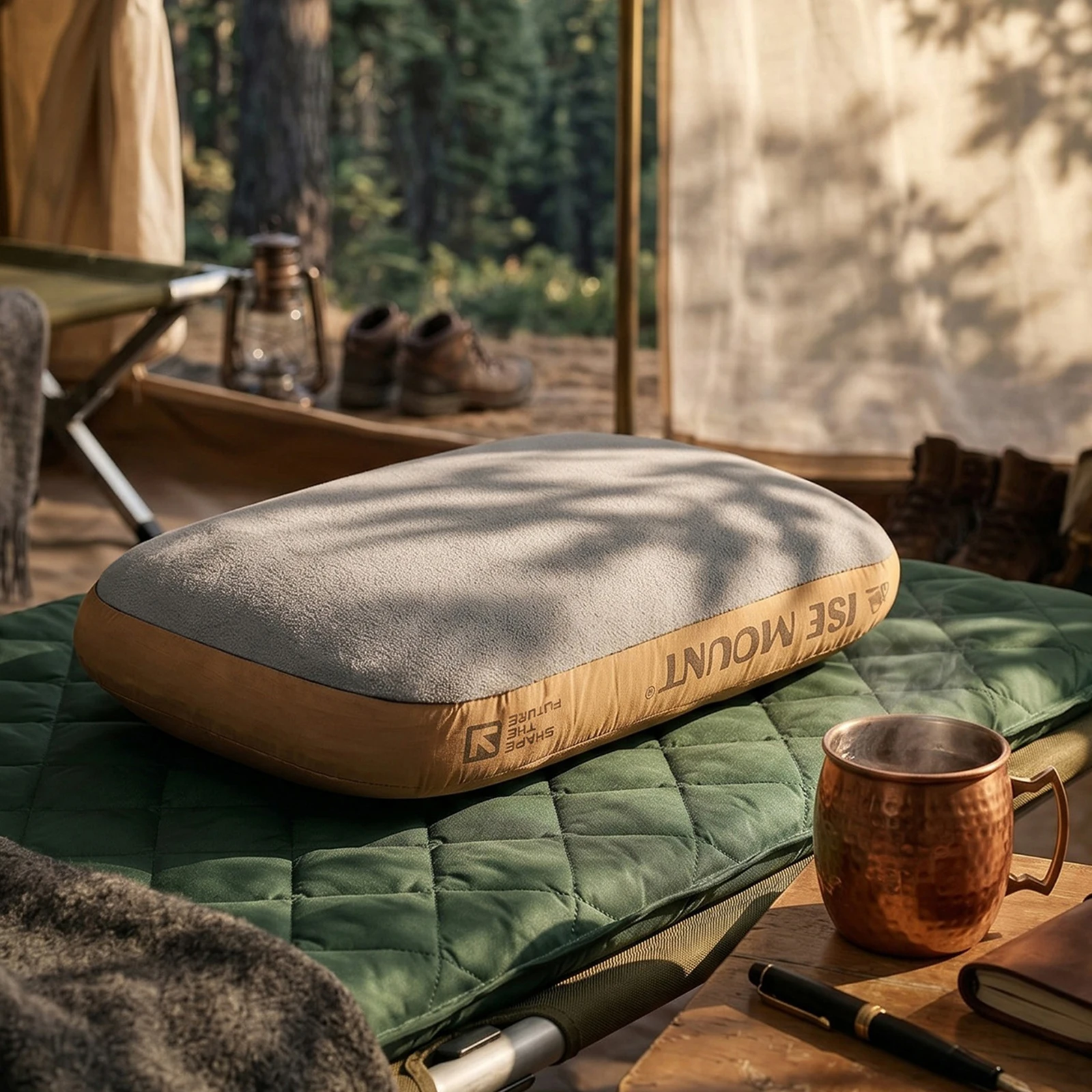 Memory Foam Camping Pillow with Carry Bag Slow Rebound Memory Pillow Removable Cover Lightweight for Outdoor Travel & Office Nap