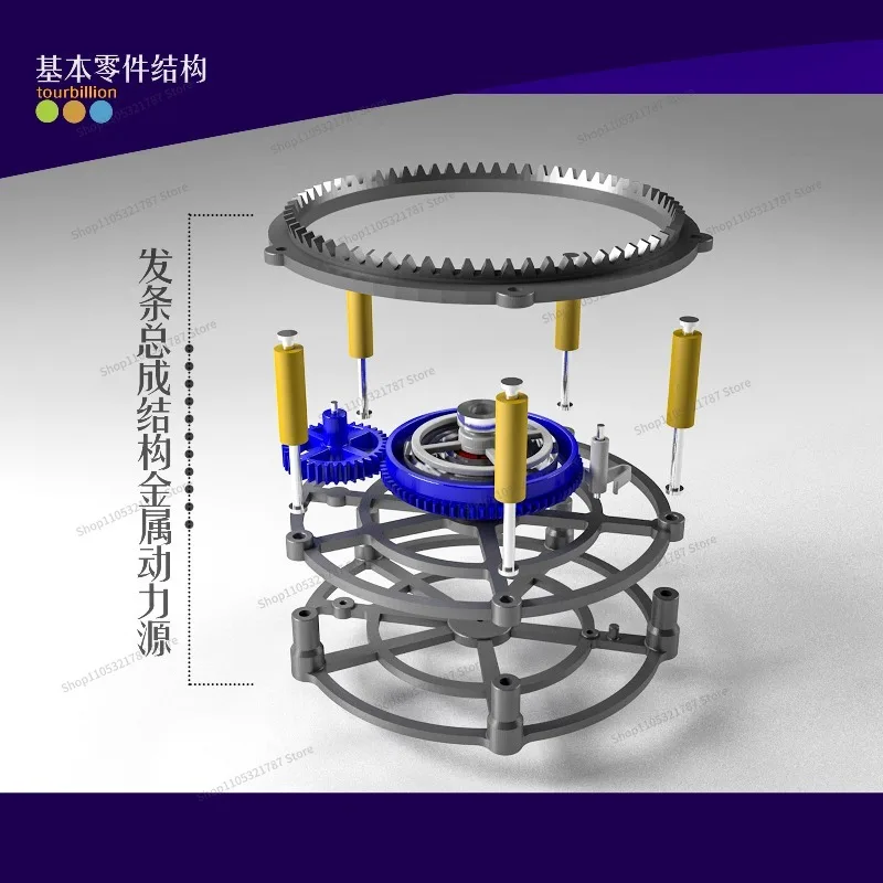 For 3D Printed -axis Tourbillon Model Cecilia Movement Ornament Handmade Gem Archaeological Toy Stick Twist
