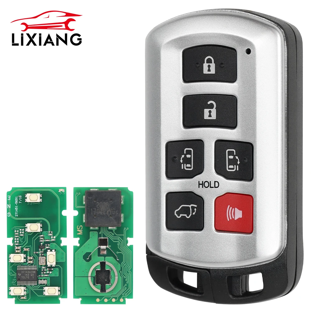 LIXIANG 6 Button Smart Remote Car Key Fob For Toyota Sienna Van Key HYQ14ADR 2011-2019 314.3MHZ ID4D-74 Keyless Entry Remote Fob