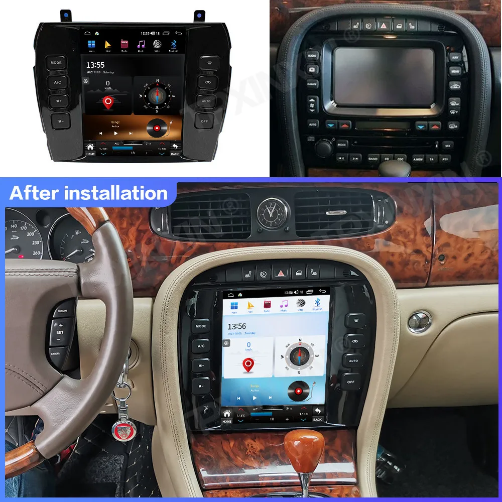 Central Multimídia Android 15 de 9,7 polegadas para Jaguar XJ 2004-2008 S-type com Tela Tesla, Carplay, GPS, Navegação Automotiva, Vídeo Player e Rádio Estéreo