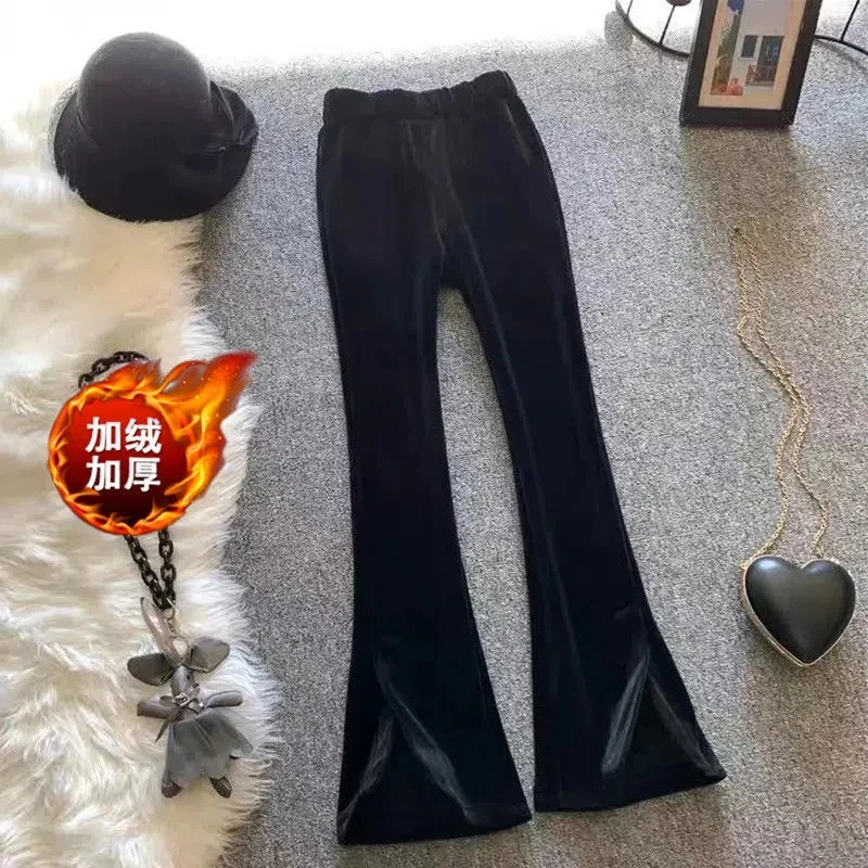 

Wide Leg Pants Women 2022 Winter Straight Casual Plus Velvet Fashion Corduroy Pants Female Large Size High Waist Loose Trousers