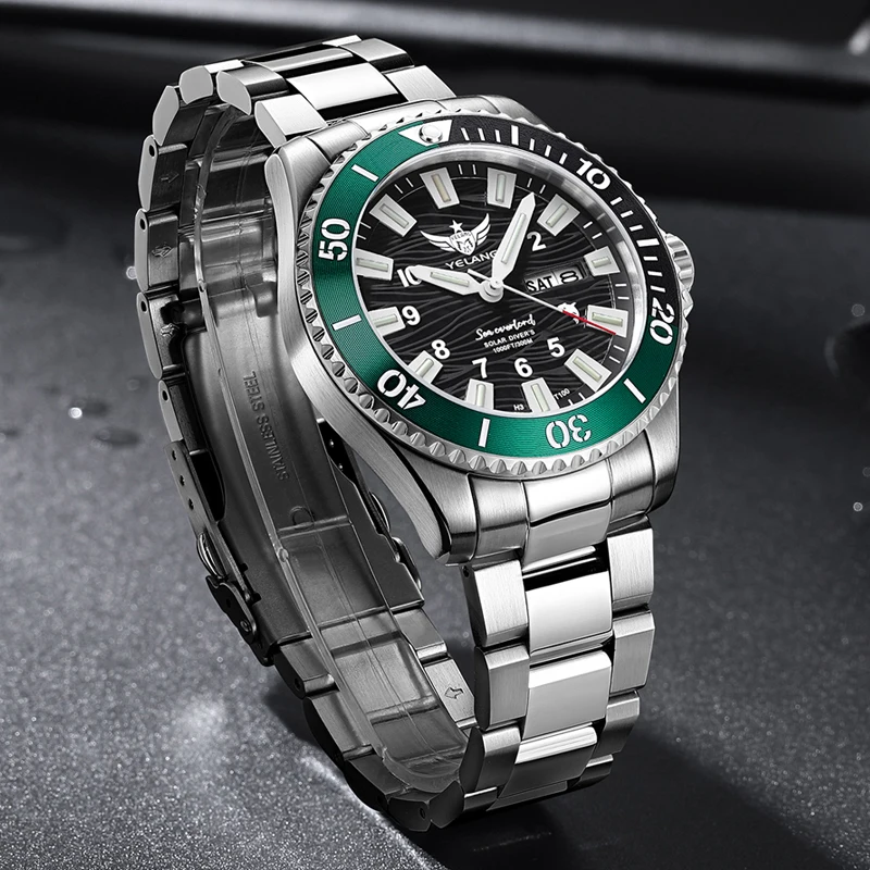 YELANG 42mm Japan Eco-Drive Solar Men's Watch 300m Diver Watches 30ATM Professional Waterproof Sapphire Luminous Watch V1217